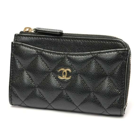 CHANEL Timeless Classic L-Shaped Coin and Card Case AP3179 Caviar Black
